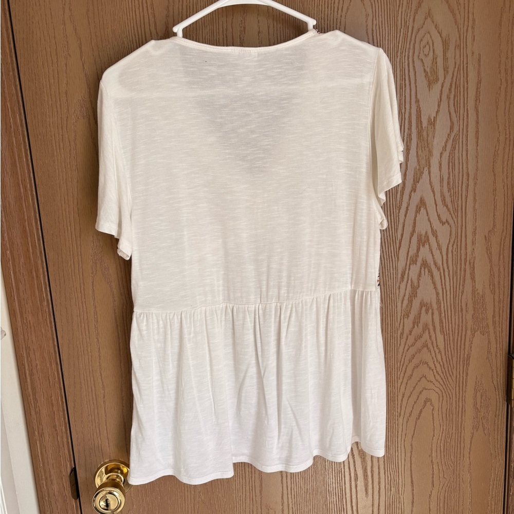 Knox Rose Cream Boho Embroidered V-Neck Top - Picture 4 of 4